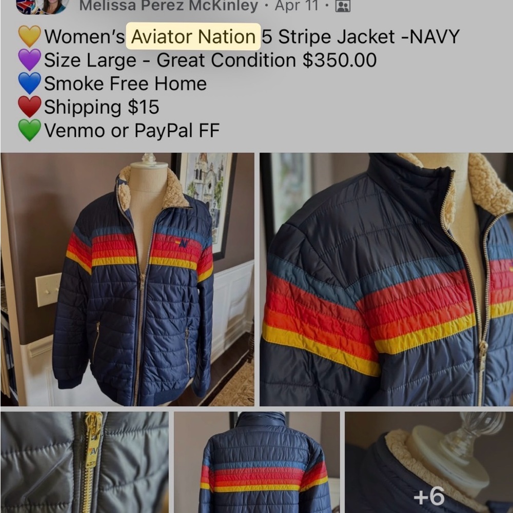 Women’s Aviator Nation 5 Stripe Jacket-NAVY
